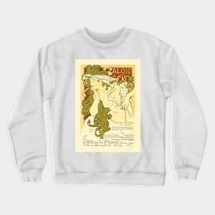 EXPOSITION SALON DES CENT France Vintage Poster by Alphonse Mucha Crewneck Sweatshirt